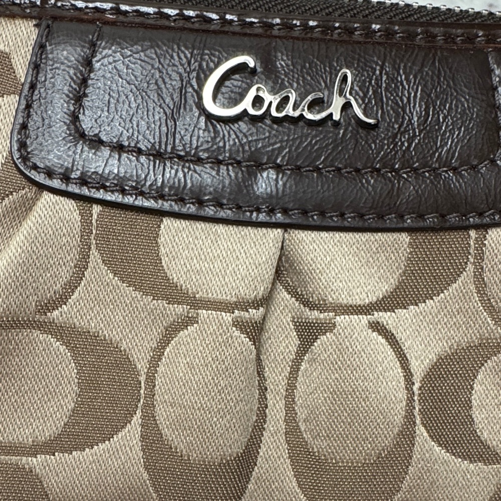 Coach Ashley Signature Sateen Tan and Brown Hobo Shoulder and Wallet PRISTINE! - Picture 10 of 16